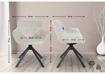 Fauteuil Westport, velours, crème