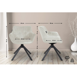 Fauteuil Westport, velours, crème