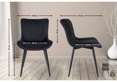 Fauteuil Largo, velours, noir