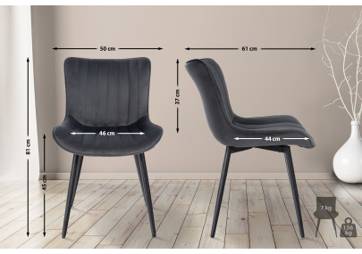 Fauteuil Largo, velours, gris foncé