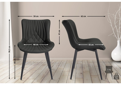 Fauteuil Brady, similicuir, noir