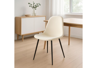 Chaise de salle à manger Napier, velours, crème