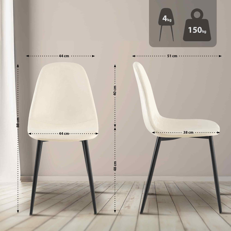 Cadeira de Jantar Napier, Veludo, Creme