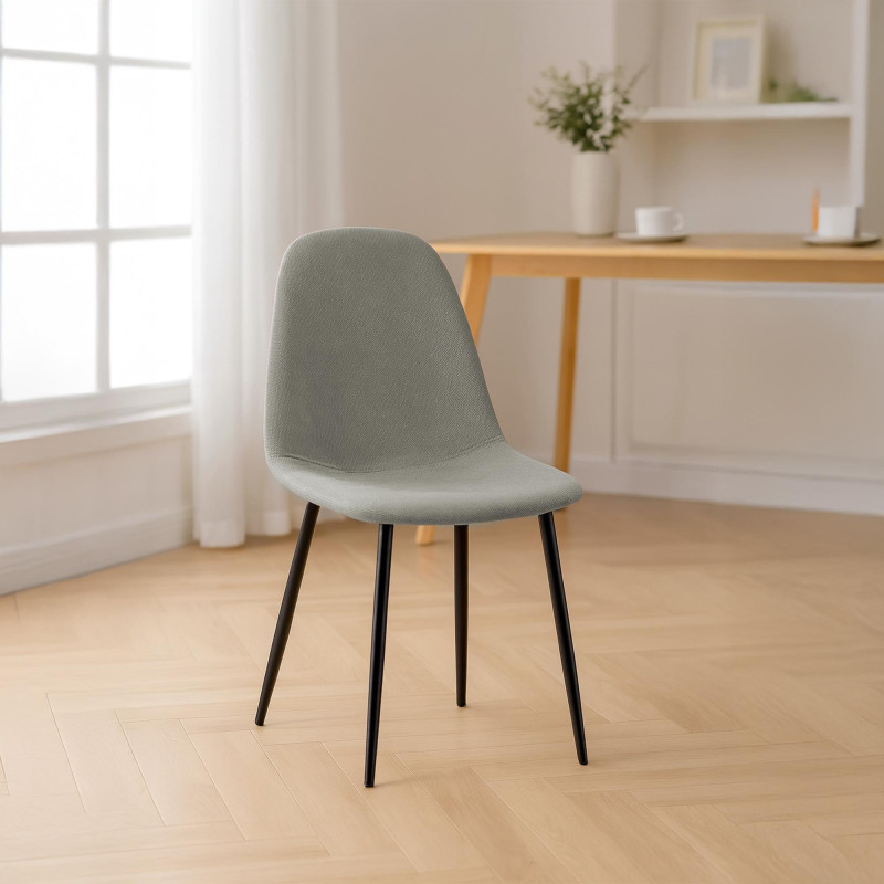 Cadeira de jantar Napier, tecido cinza claro