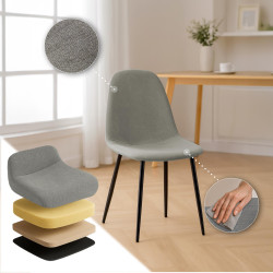 Cadeira de jantar Napier, tecido cinza claro