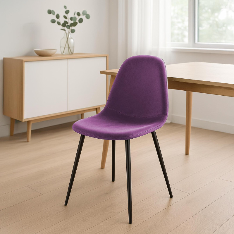 Silla de comedor Napier, terciopelo, morado