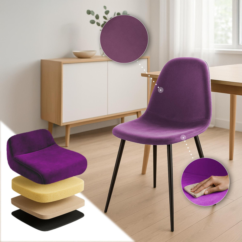 Silla de comedor Napier, terciopelo, morado