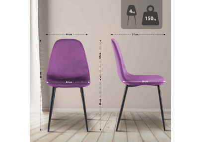 Silla de comedor Napier, terciopelo, morado