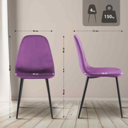 Silla de comedor Napier, terciopelo, morado