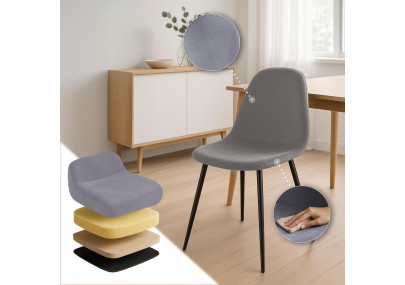 Chaise de salle à manger Napier, velours gris