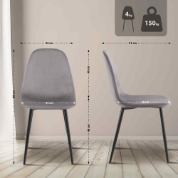 Sedia da pranzo Napier, velluto grigio