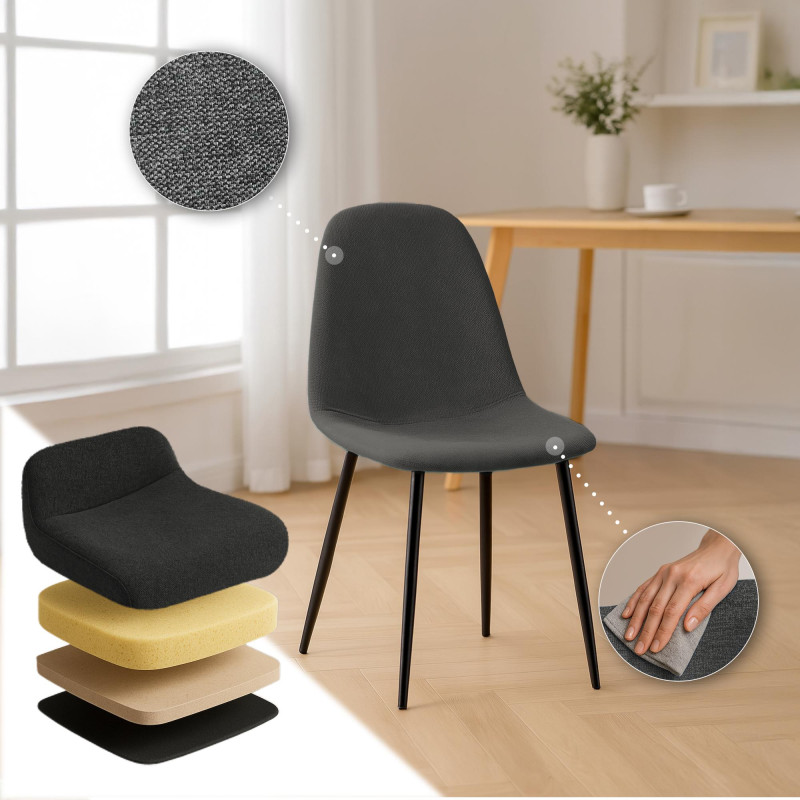 Sedia da pranzo Napier, tessuto grigio