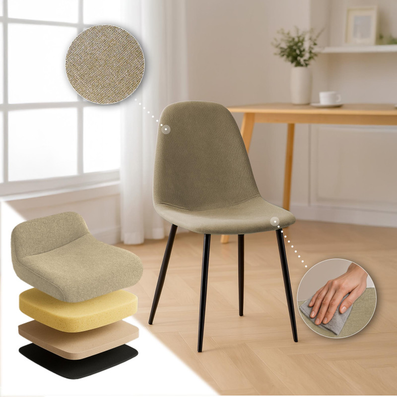 Sedia da pranzo Napier, tessuto tortora