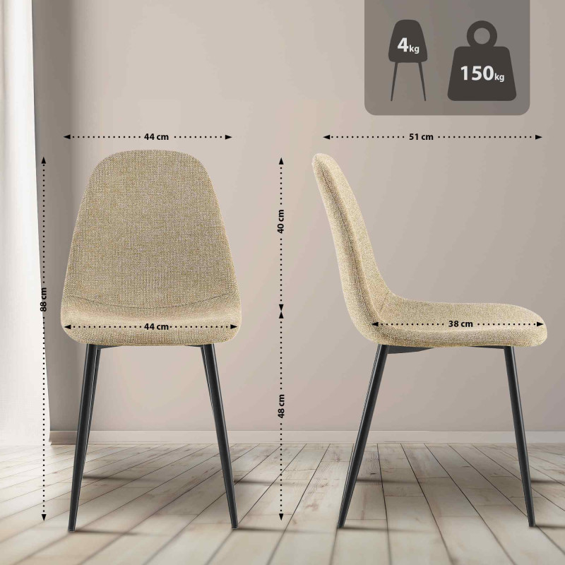 Sedia da pranzo Napier, tessuto tortora