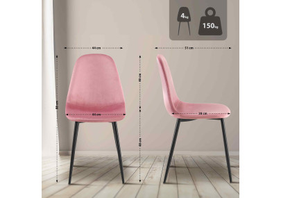 Napier Silla de comedor, terciopelo, rosa