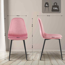 Napier Silla de comedor, terciopelo, rosa