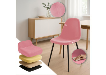 Chaise de salle à manger Napier, velours, rose