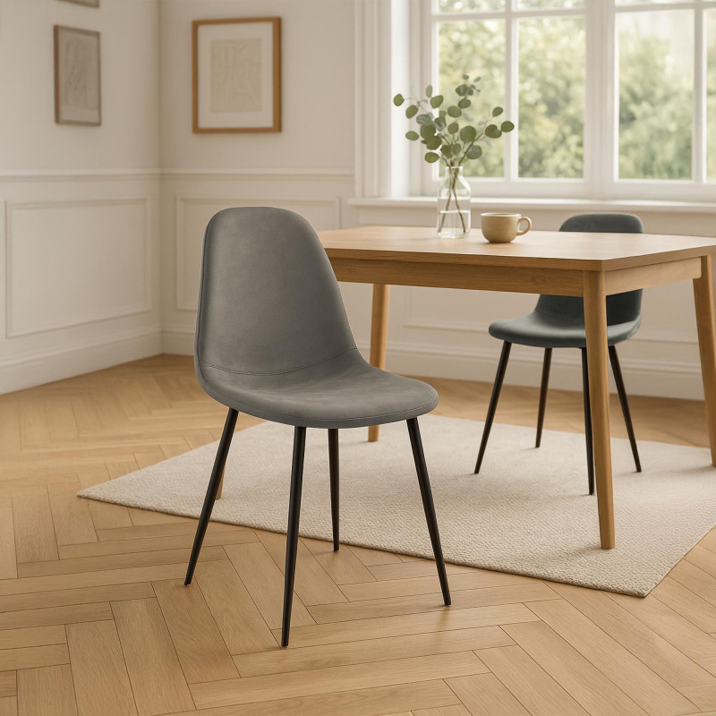 Napier Vintage Silla de Comedor, Piel Sintética Gris Oscuro