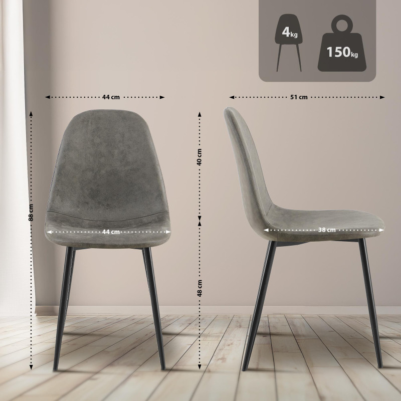 Napier Vintage Silla de Comedor, Piel Sintética Gris Oscuro