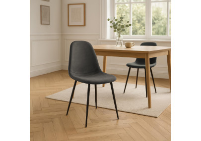 Silla de comedor Napier Vintage, cuero sintético negro