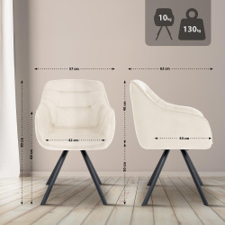 Fauteuil Russell, velours, crème