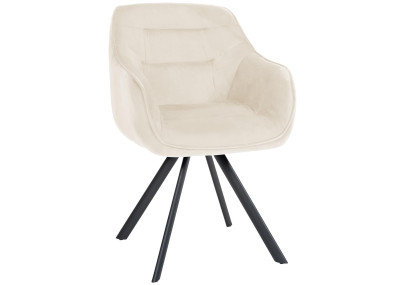Fauteuil Russell, velours, crème