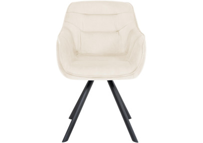 Fauteuil Russell, velours, crème
