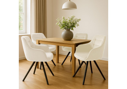 Fauteuil Russell, velours, crème