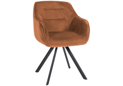 Fauteuil Russell, velours, café