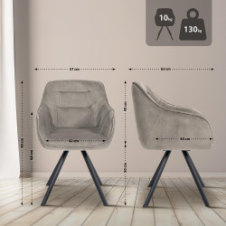 Poltrona Russell, velluto grigio