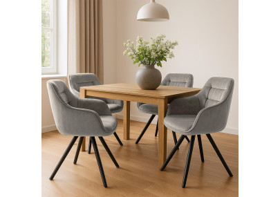 Fauteuil Russell, velours gris