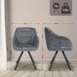 Poltrona Russell, veludo, cinza escuro