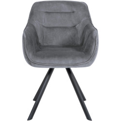 Fauteuil Russell, velours, gris foncé