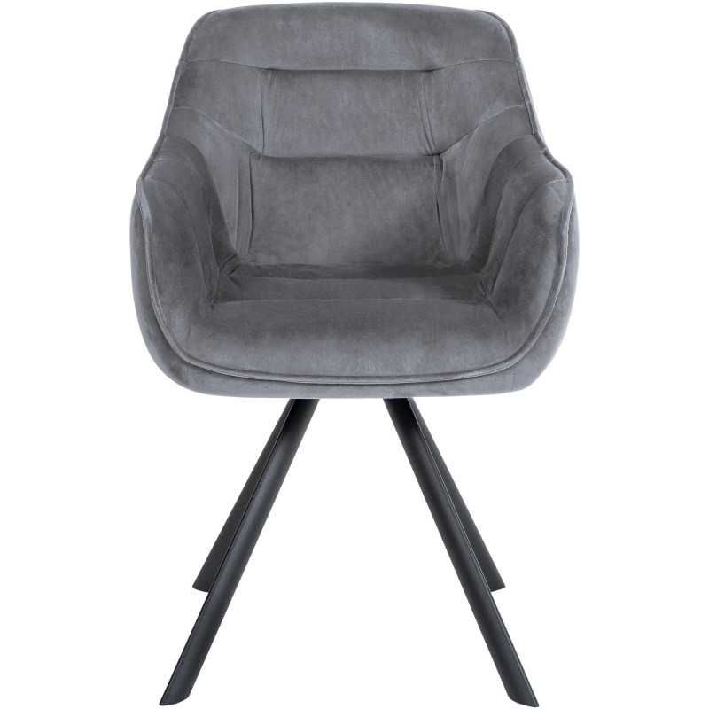 Fauteuil Russell, velours, gris foncé