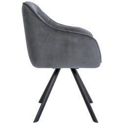 Fauteuil Russell, velours, gris foncé