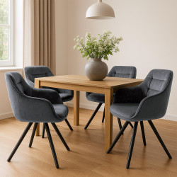 Fauteuil Russell, velours, gris foncé