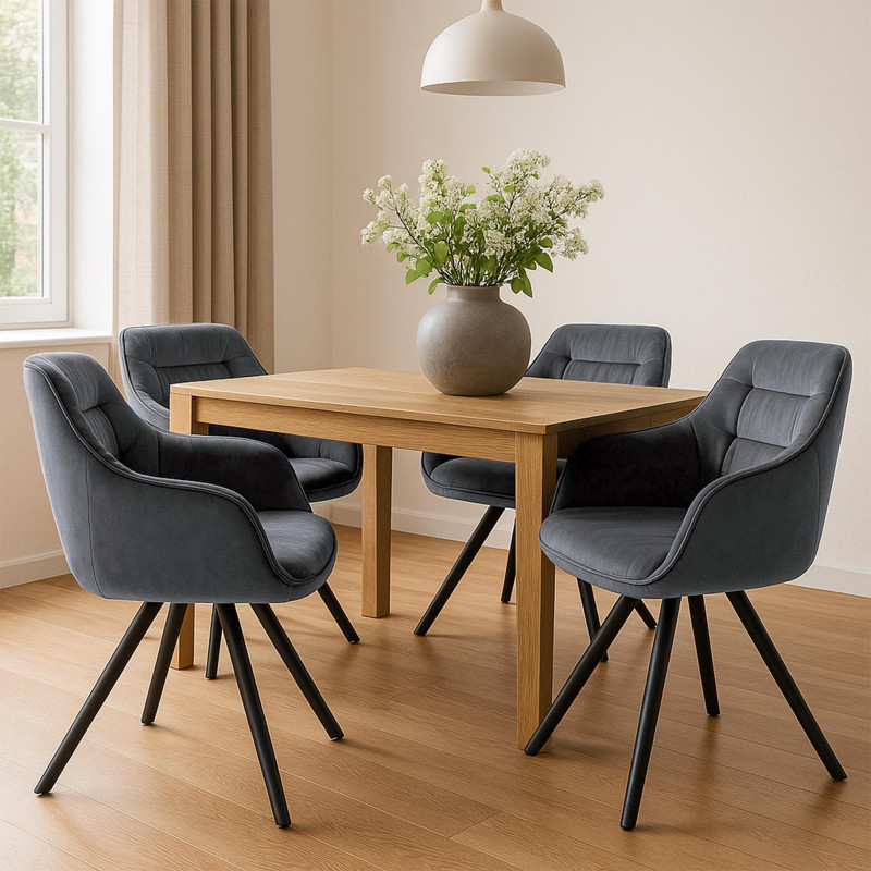 Fauteuil Russell, velours, gris foncé