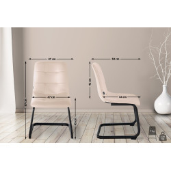 Cadeira de jantar Vermont, veludo, creme