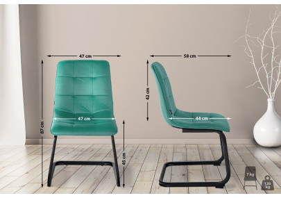 Silla de comedor Vermont, terciopelo verde