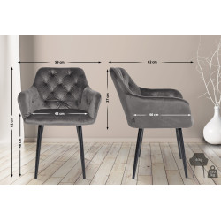 Stanley Silla de Comedor, Terciopelo, Gris Oscuro