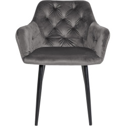 Stanley Silla de Comedor, Terciopelo, Gris Oscuro