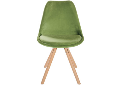 Fauteuil Sofia, en velours, rond, vert clair