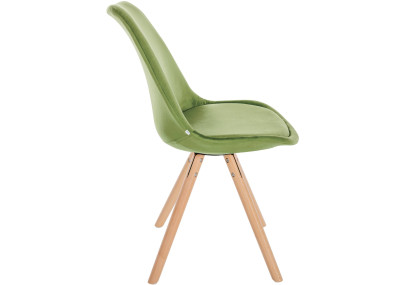 Fauteuil Sofia, en velours, rond, vert clair