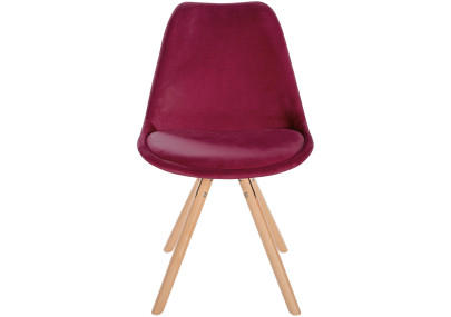 Fauteuil Sofia, velours, rond, bordeaux