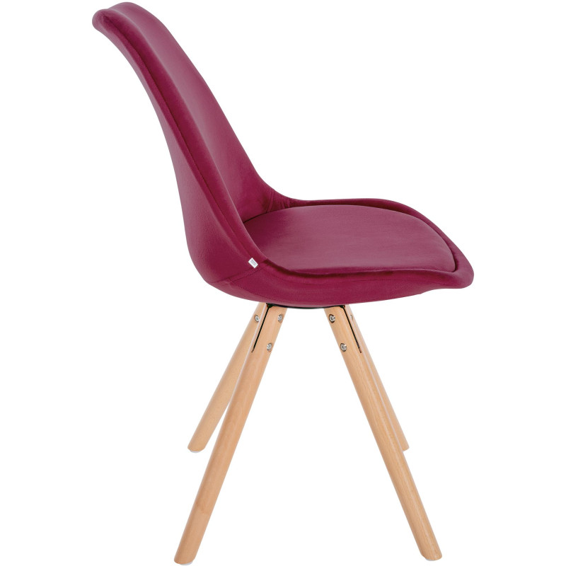 Fauteuil Sofia, velours, rond, bordeaux