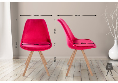 Fauteuil Sofia, en velours, rond, rouge