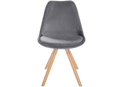 Fauteuil Sofia, en velours, rond, gris