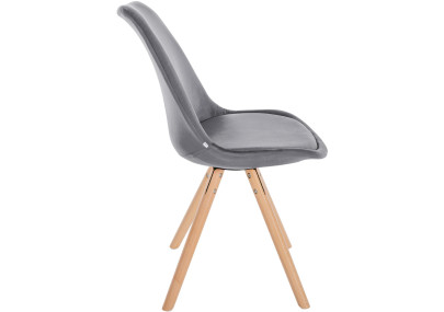 Fauteuil Sofia, en velours, rond, gris