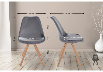 Sillón Sofía, de terciopelo, redondo, gris