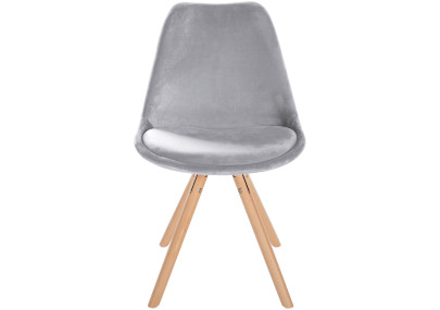 Fauteuil Sofia, velours, rond, gris clair